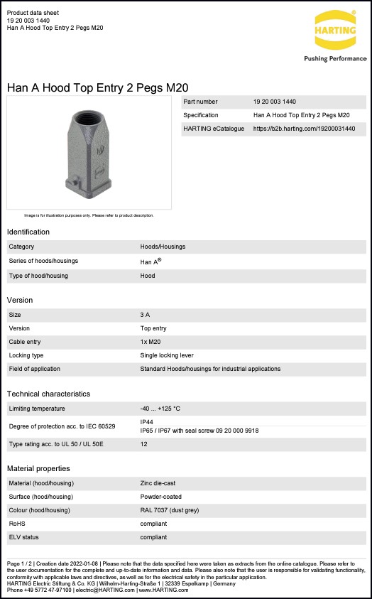 Harting, code: 19200031440