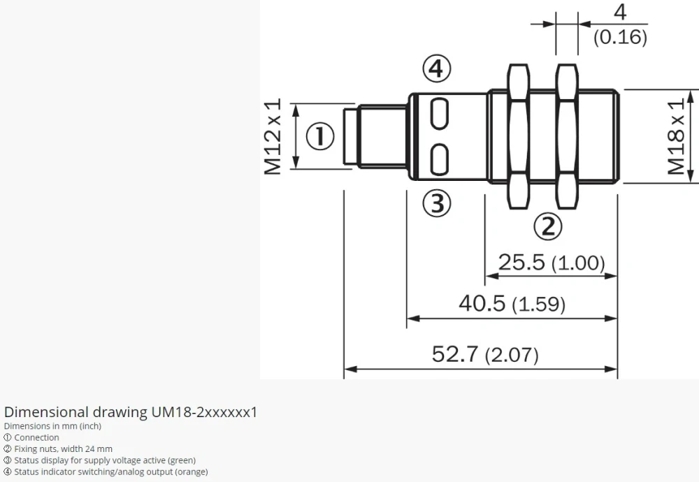 ULTRASONIC SENSOR UM18-212126111, 350mm