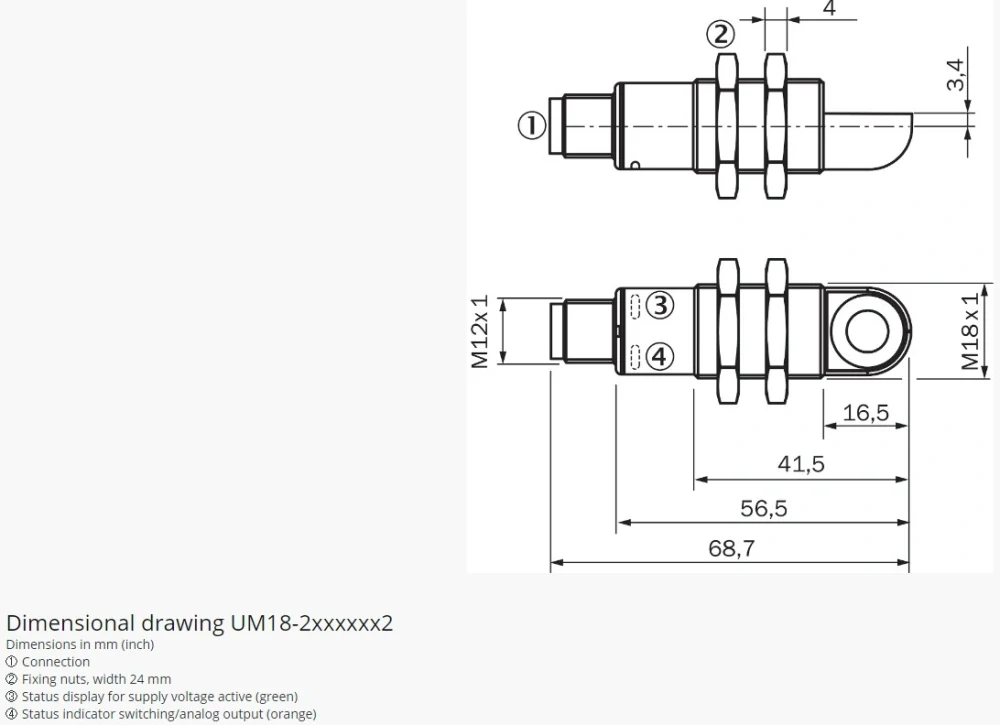 ULTRASONIC SENSOR UM18-211126112, 250mm